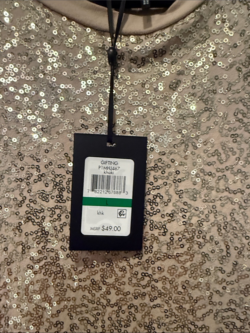 NWT!   DKNY Gold Sequin Short Sleeve Tee - Picture 4 of 6